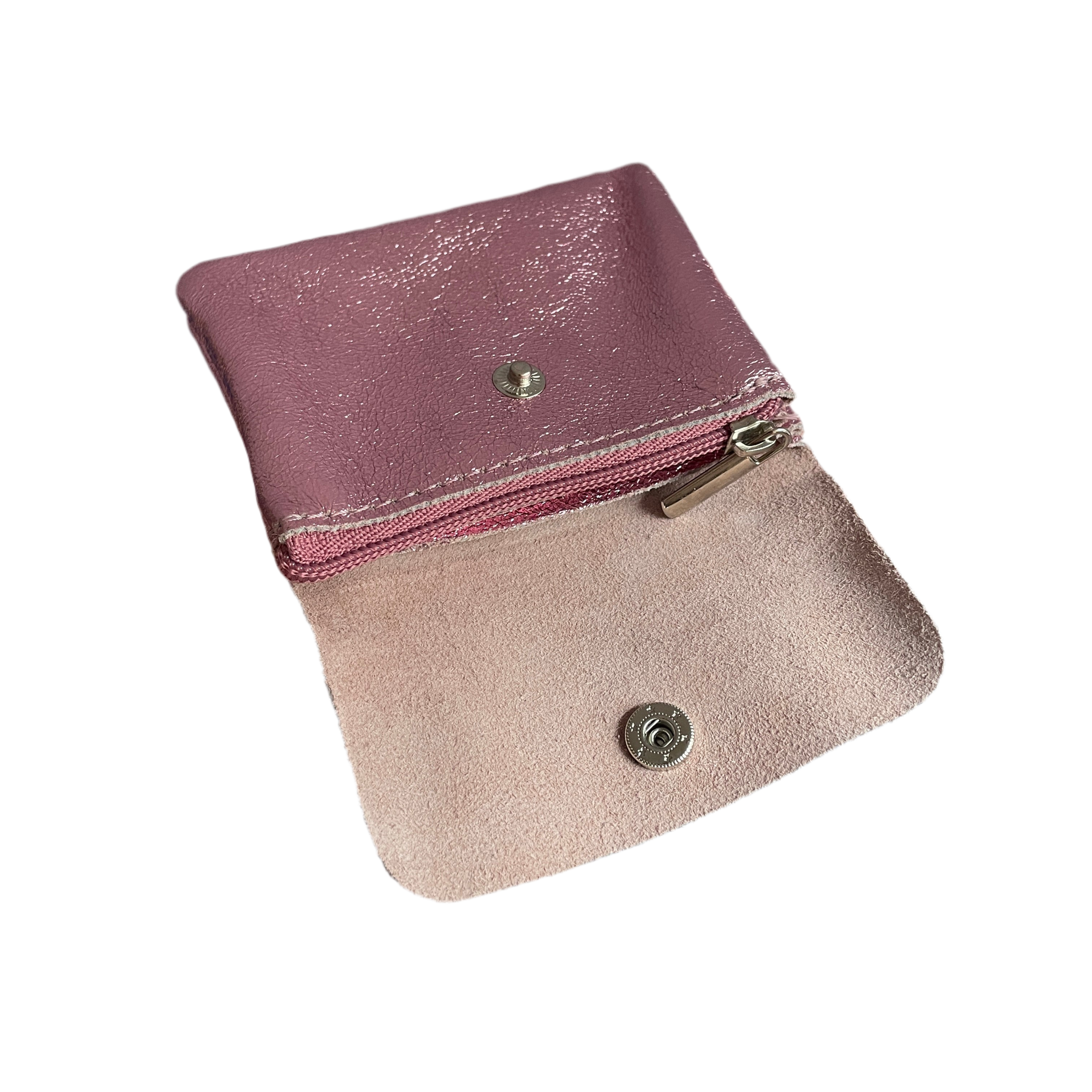 Geldbeutel klein | Leder | rosé glitzernd