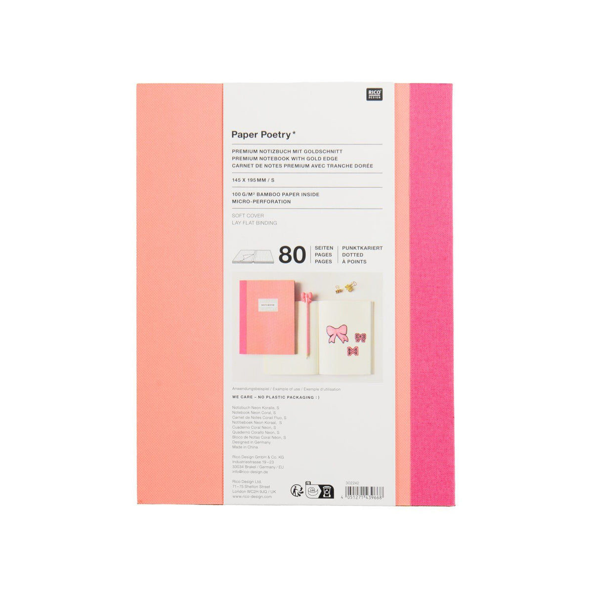 Notizbuch S Goldrand | Koralle