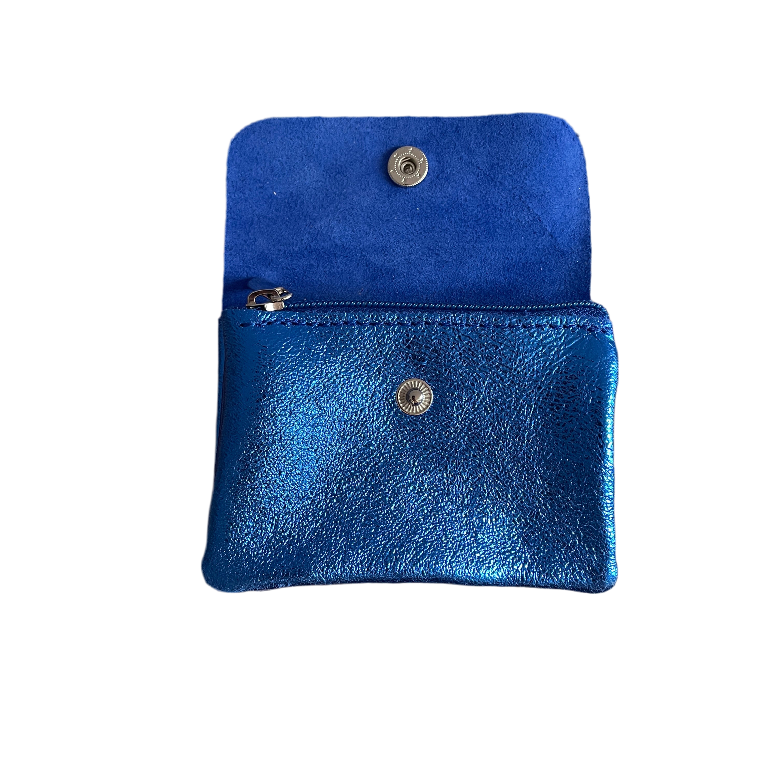 Geldbeutel klein | Leder | blau glitzernd