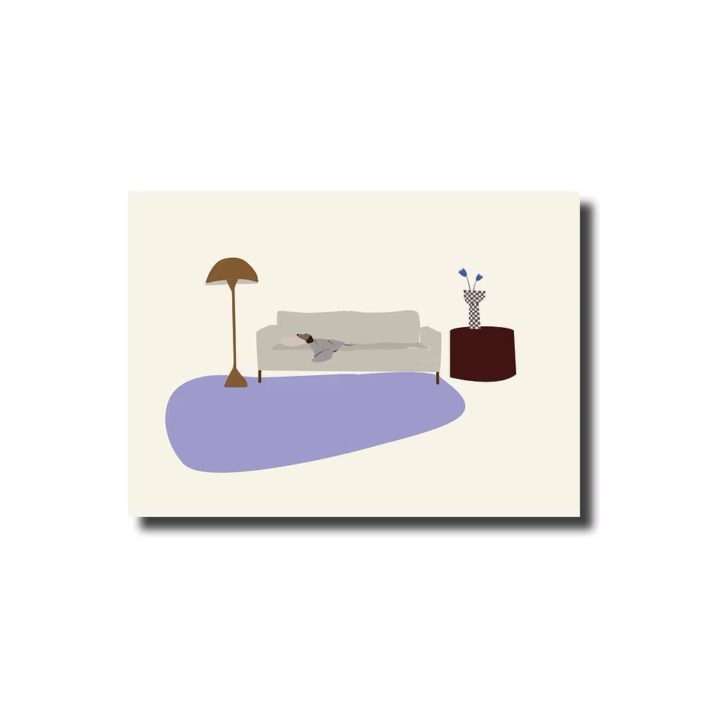 Postkarte | Dackel auf der Couch