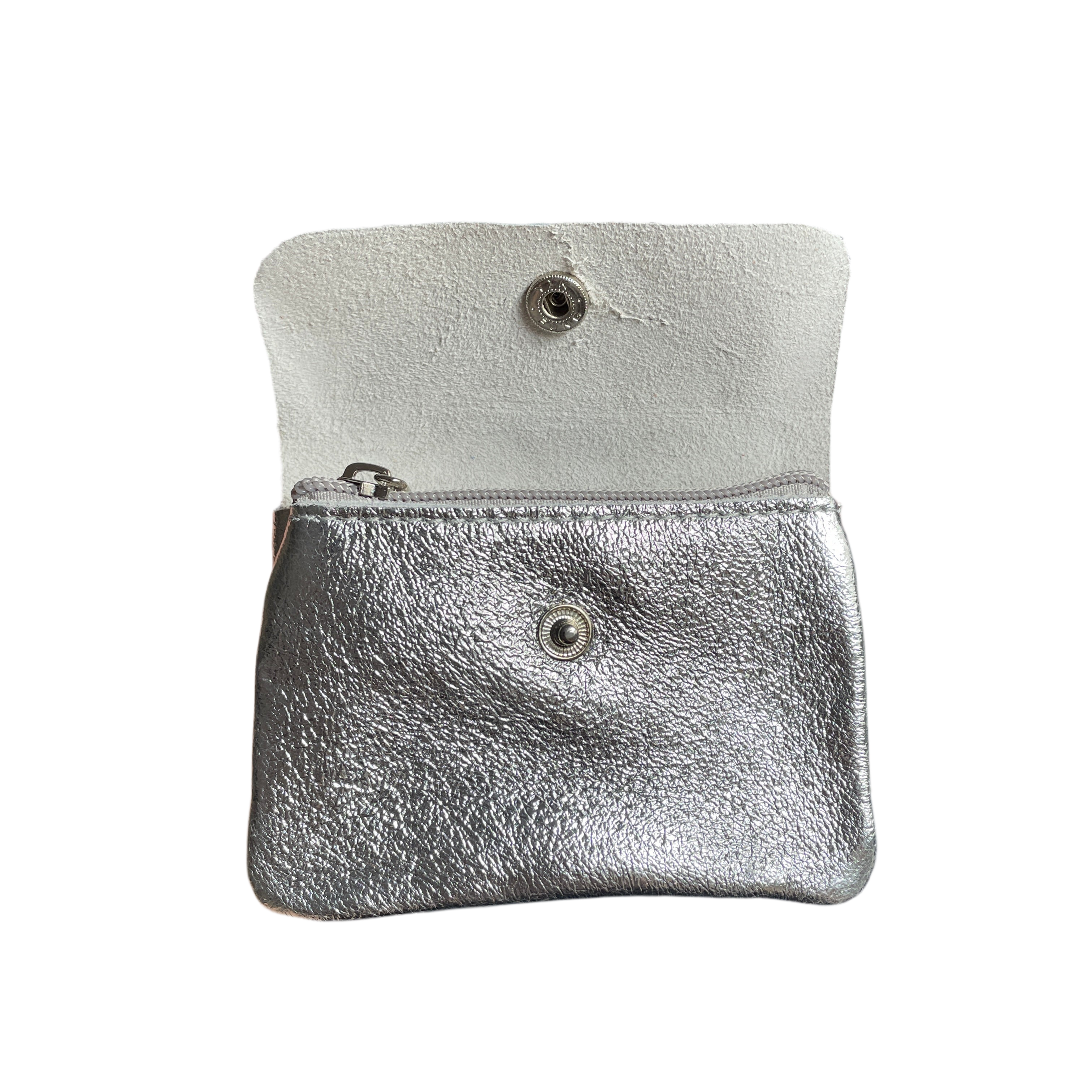 Geldbeutel klein | Leder | silber glitzernd