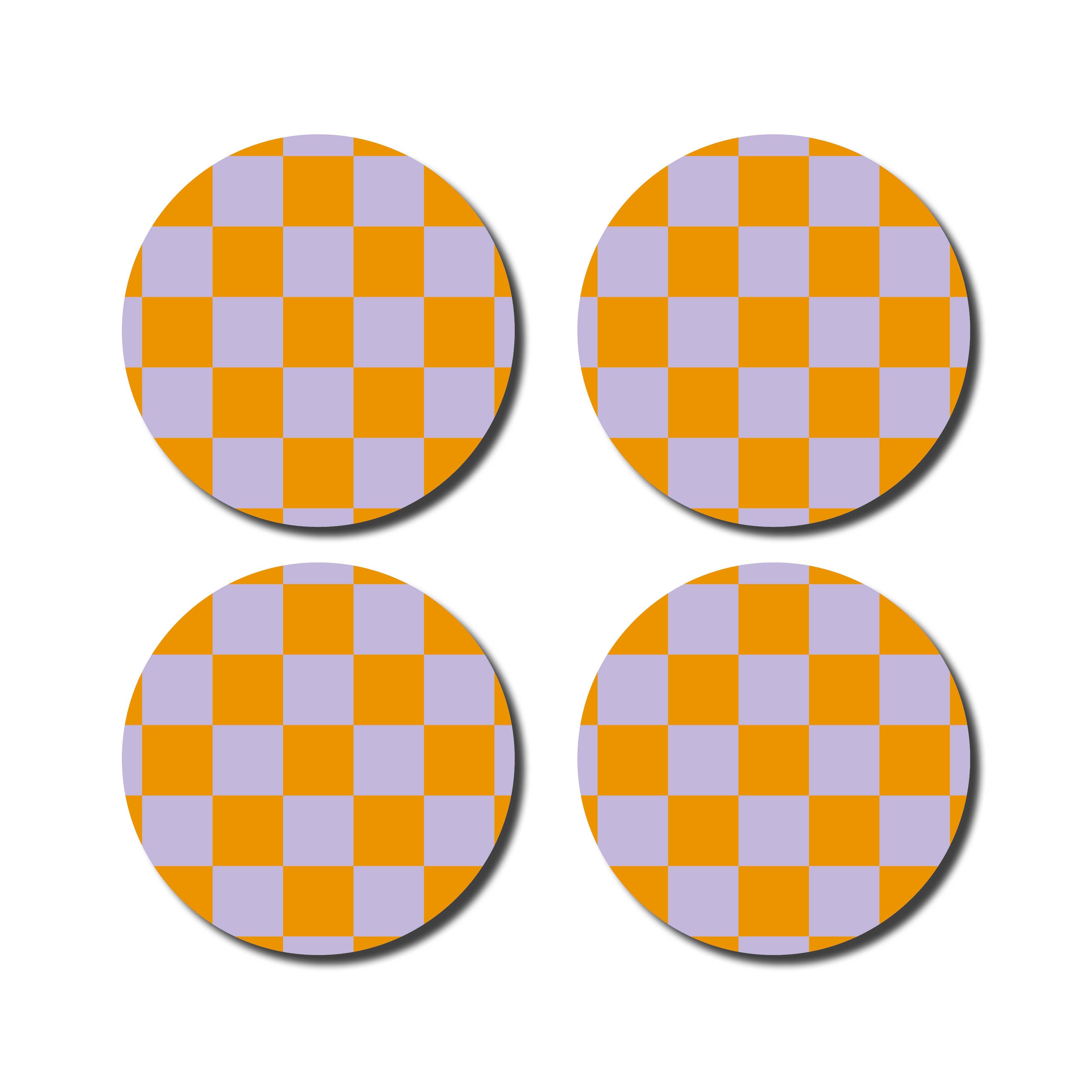 Untersetzer | kariert orange/lila
