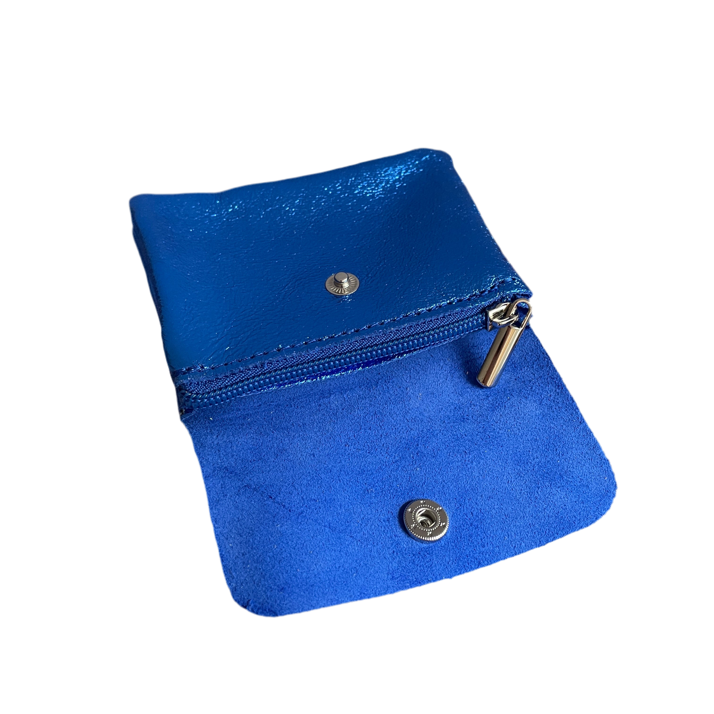 Geldbeutel klein | Leder | blau glitzernd