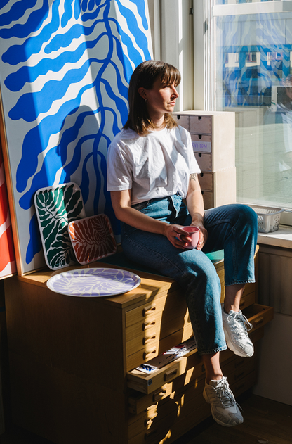 Rechteckiges Tablett | Blätter grün