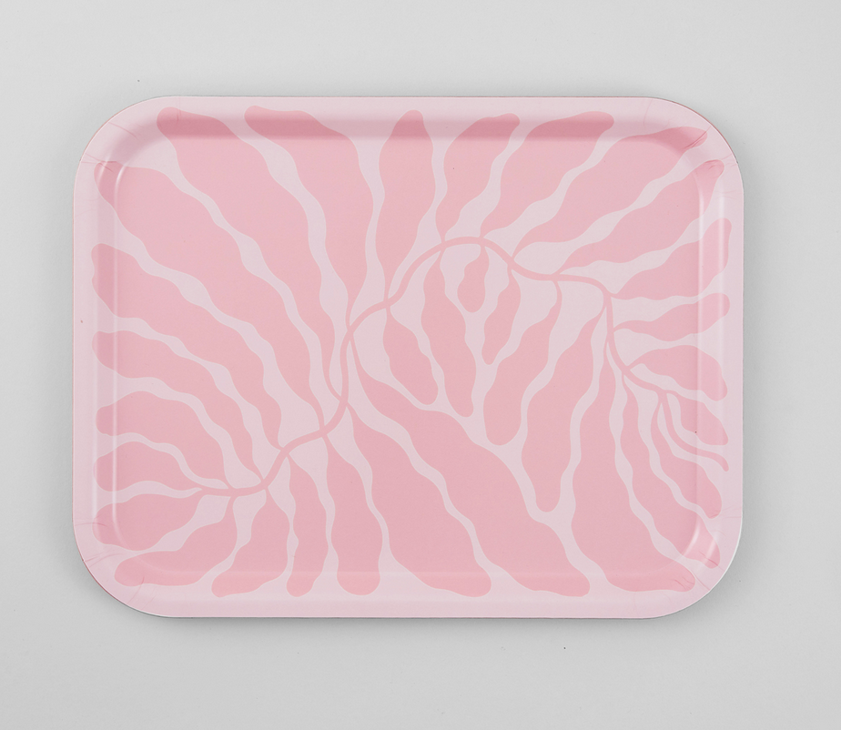 Rechteckiges Tablett | Blätter rosa