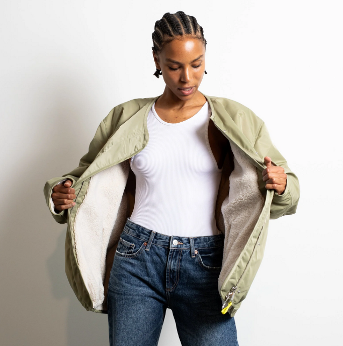 Reversible Bomber Jacke | pale olive/sand