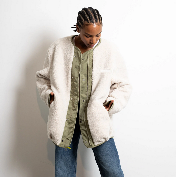 Reversible Bomber Jacke | pale olive/sand