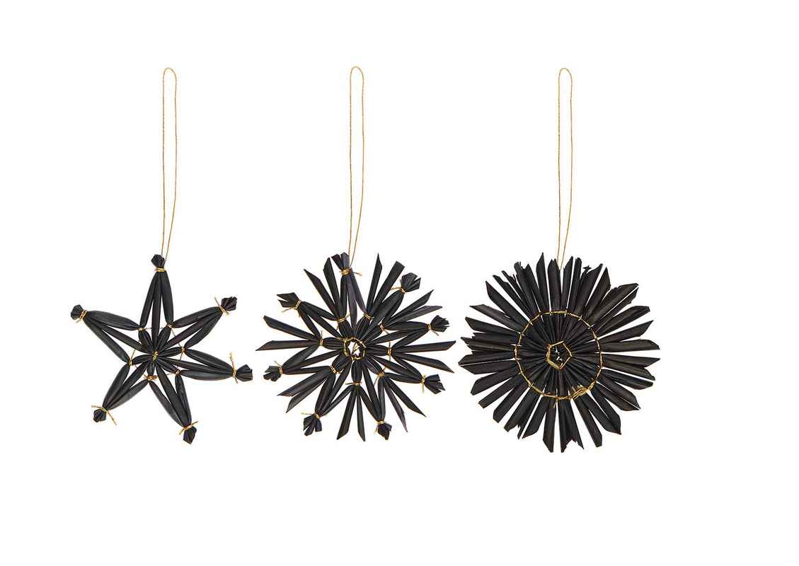 Deko-Strohsterne Set schwarz