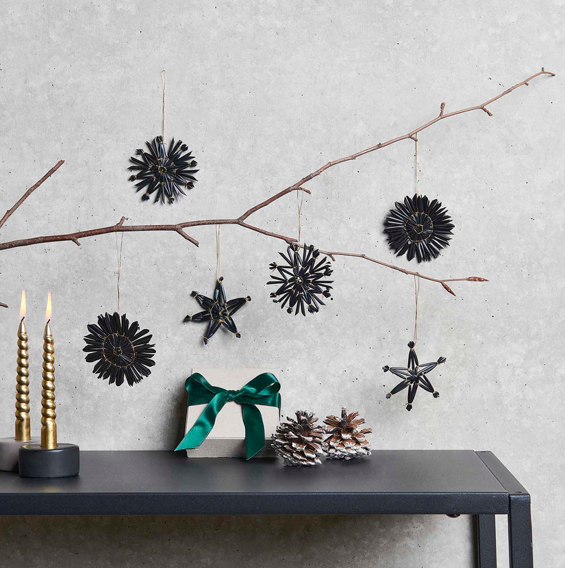 Deko-Strohsterne Set schwarz