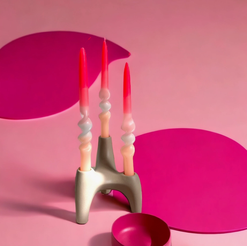 Dip Dye Kerzen Swirl | Flamingo
