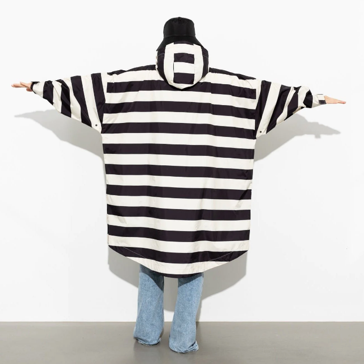 Regenponcho | Streifen | black/sand