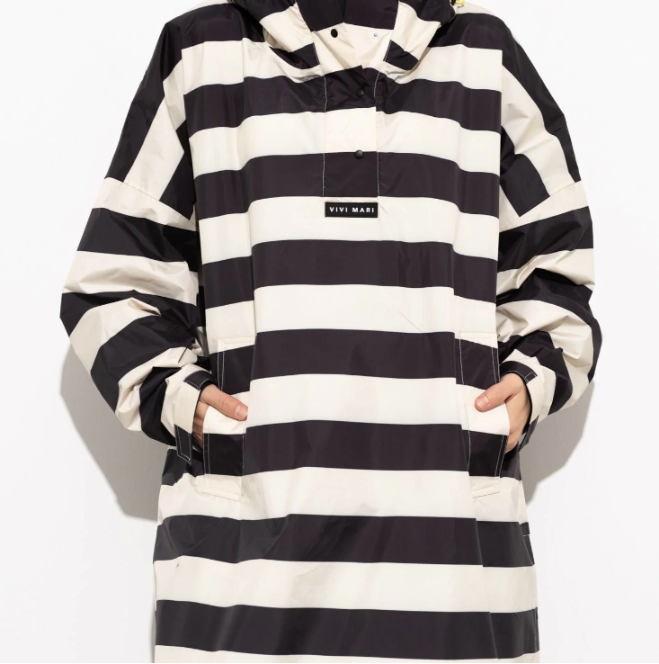 Regenponcho | Streifen | black/sand