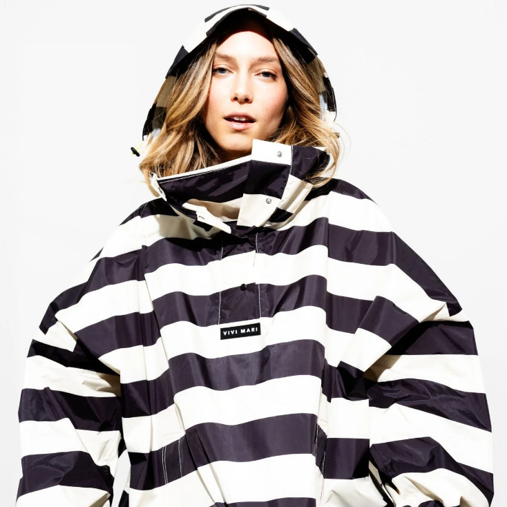 Regenponcho | Streifen | black/sand