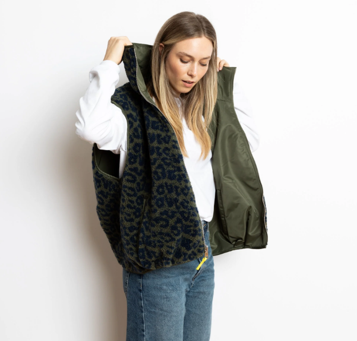 Reversible Bomber Weste | olive leo/navy olive