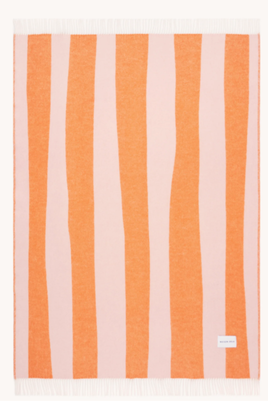 Wolldecke Rough Stripe | Pink/Carrot