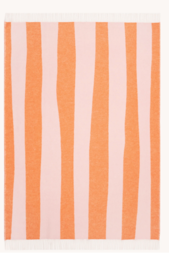 Wolldecke Rough Stripe | Pink/Carrot