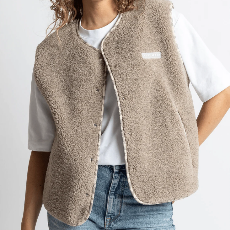 Teddy Fleece Weste | mushroom
