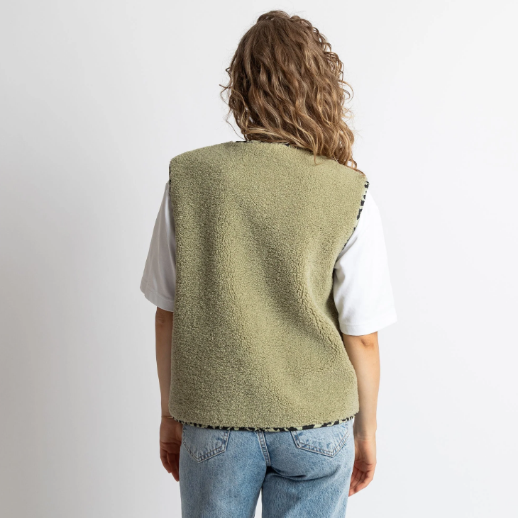 Teddy Fleece Weste | pale olive