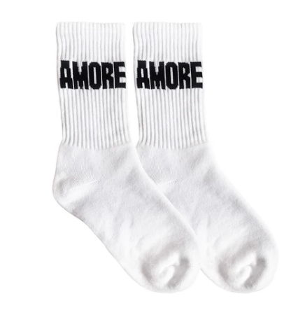 AMORE Statement Socken | weiß/schwarz