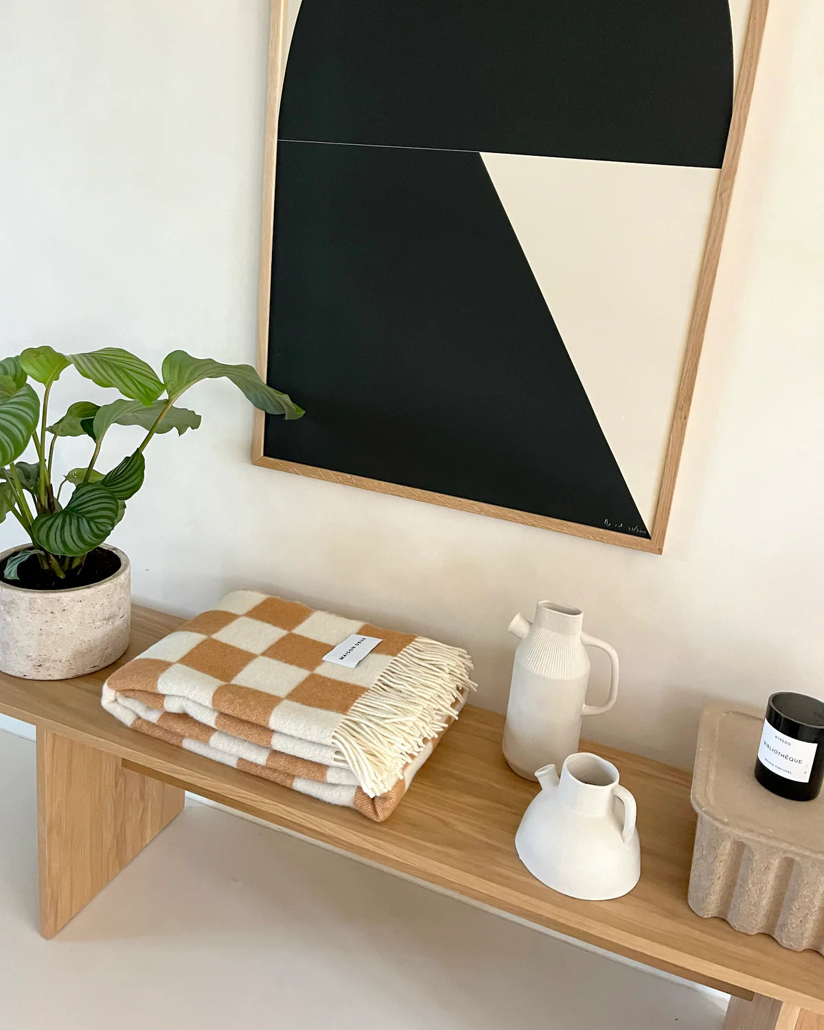 Wolldecke | Checkerboard Blanket terra/white