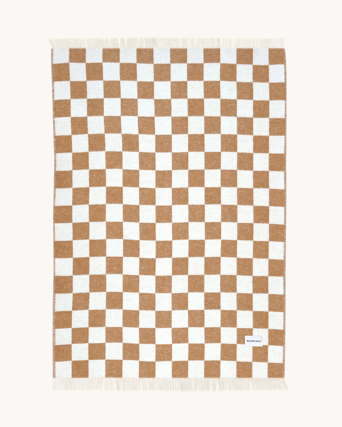 Wolldecke | Checkerboard Blanket terra/white