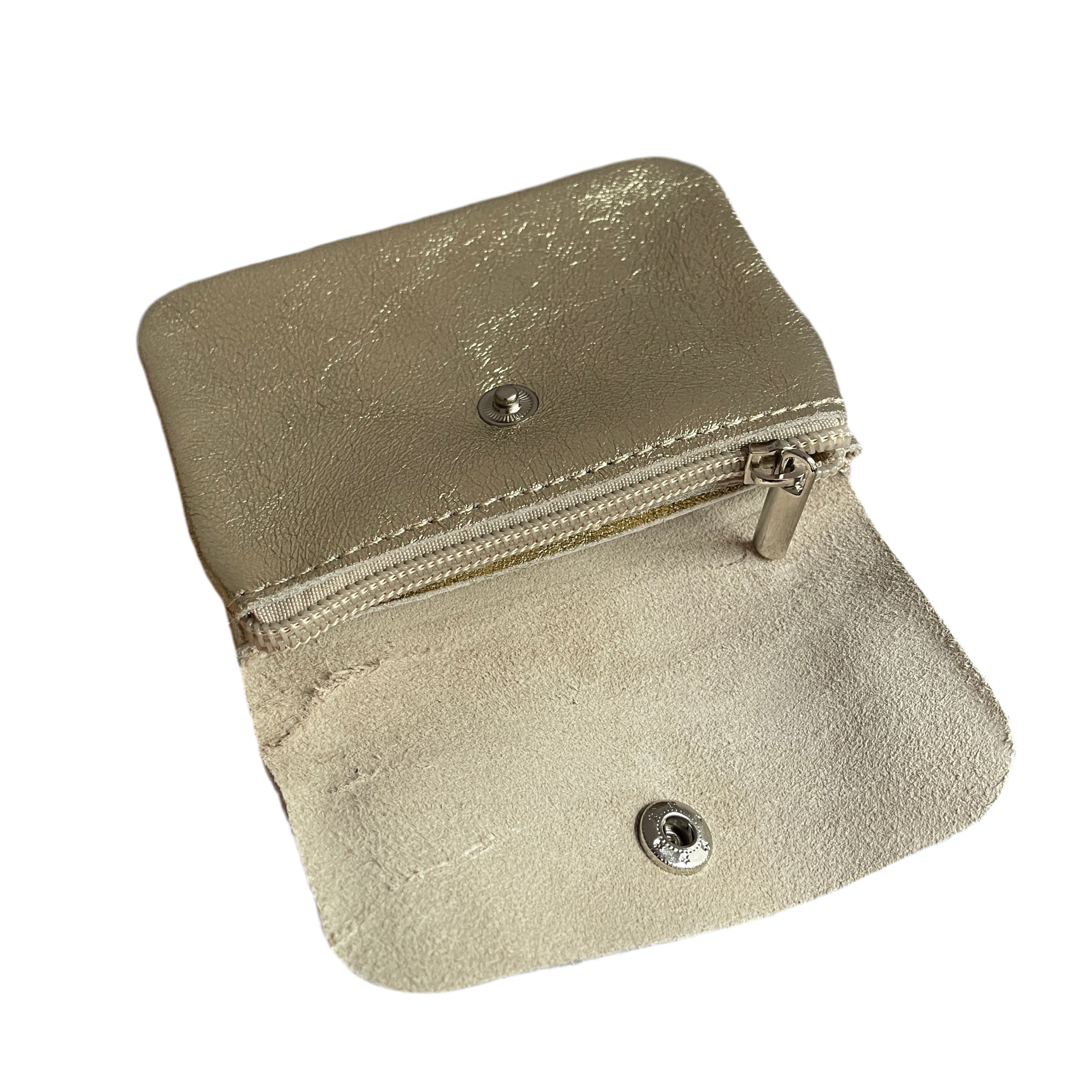 Geldbeutel klein | Leder | gold glitzernd