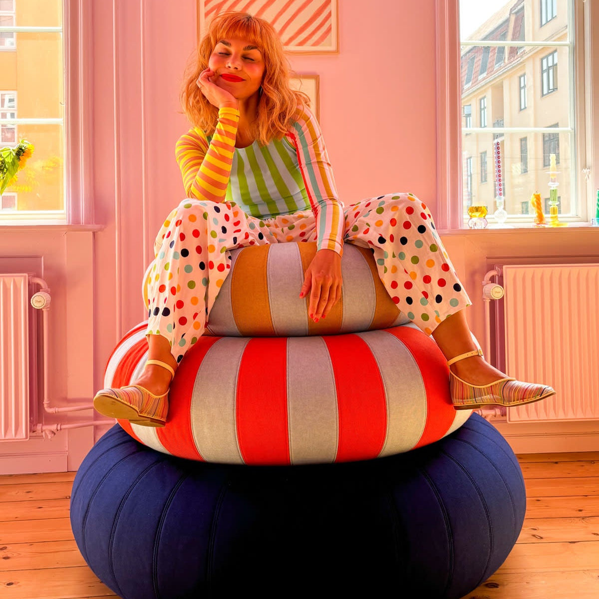 Pouf Float | groß dunkelblau/rot