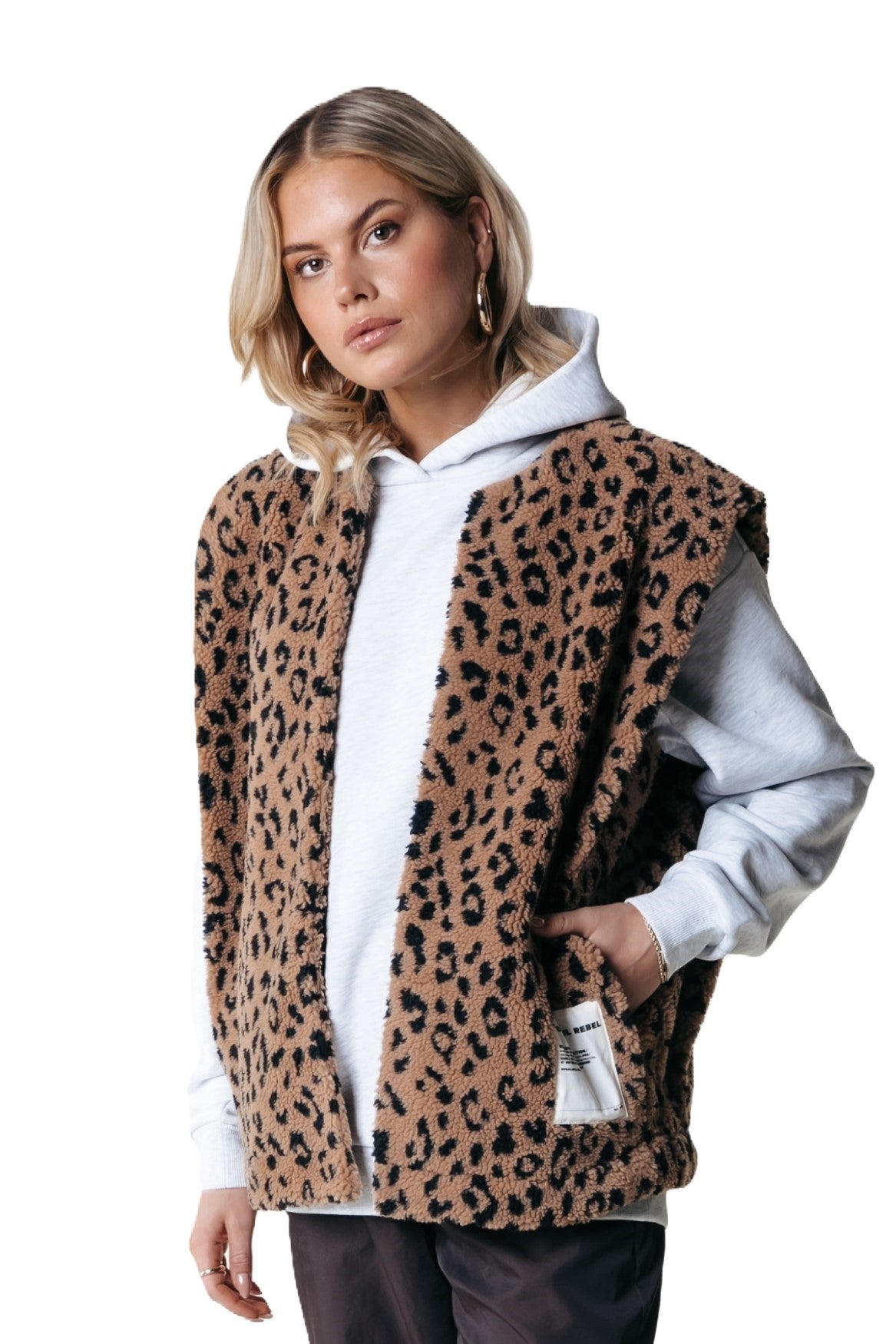Weste | Yoni Leopard Teddy Gilet