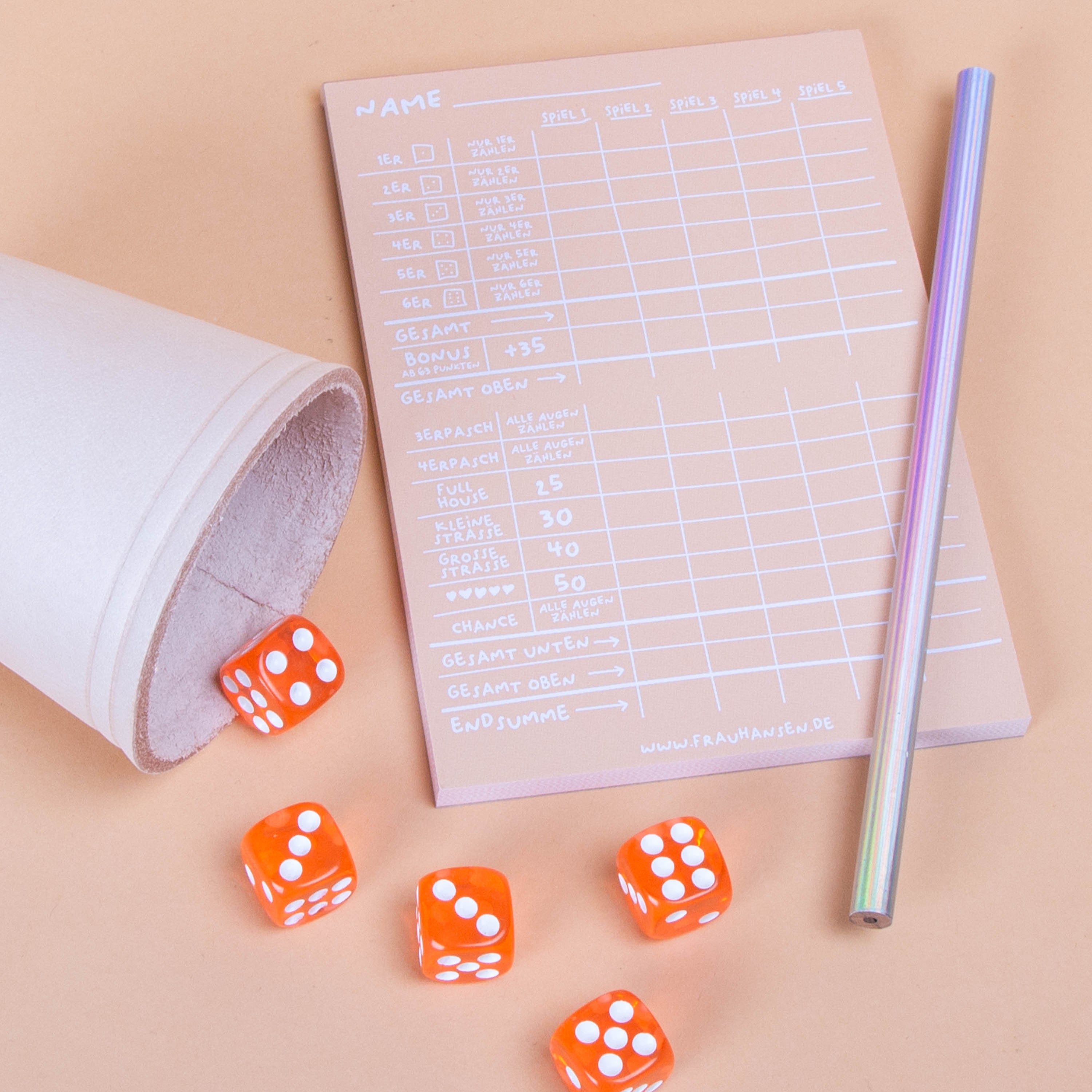 Würfelspiel | Peach 5er Set