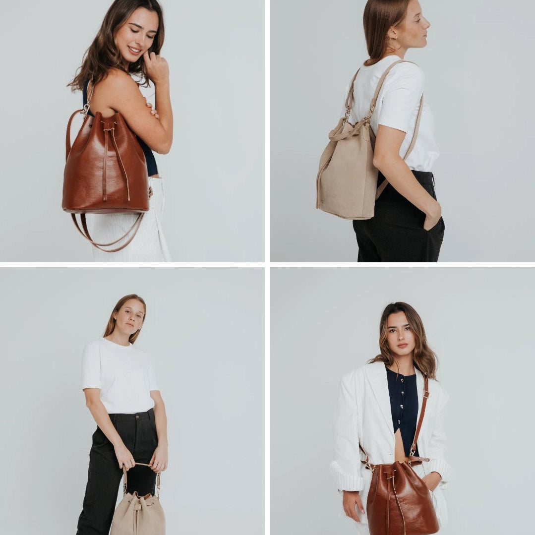 Convertible Saku Bucket Bag | Wildleder Fango