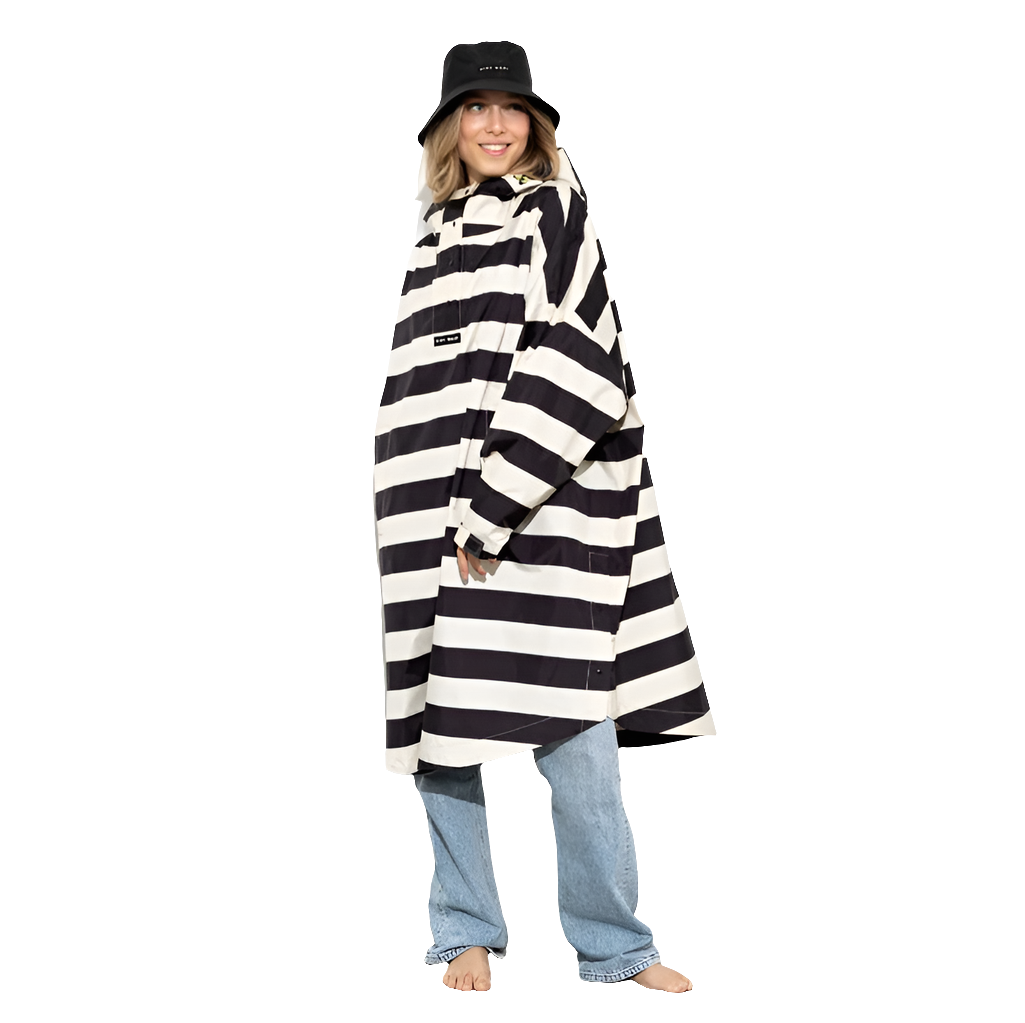 Regenponcho | Streifen | black/sand