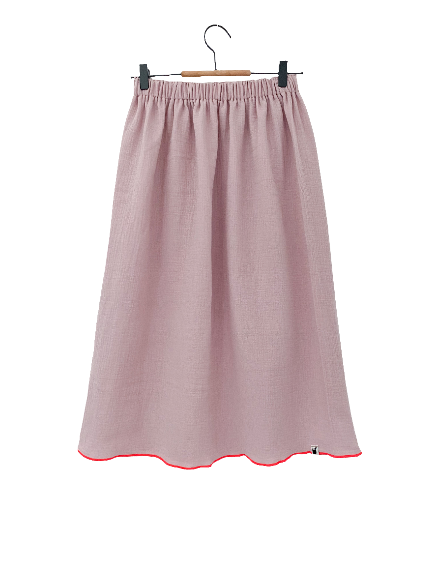 Damen Rock Musselin | Uni altrose/neonpink