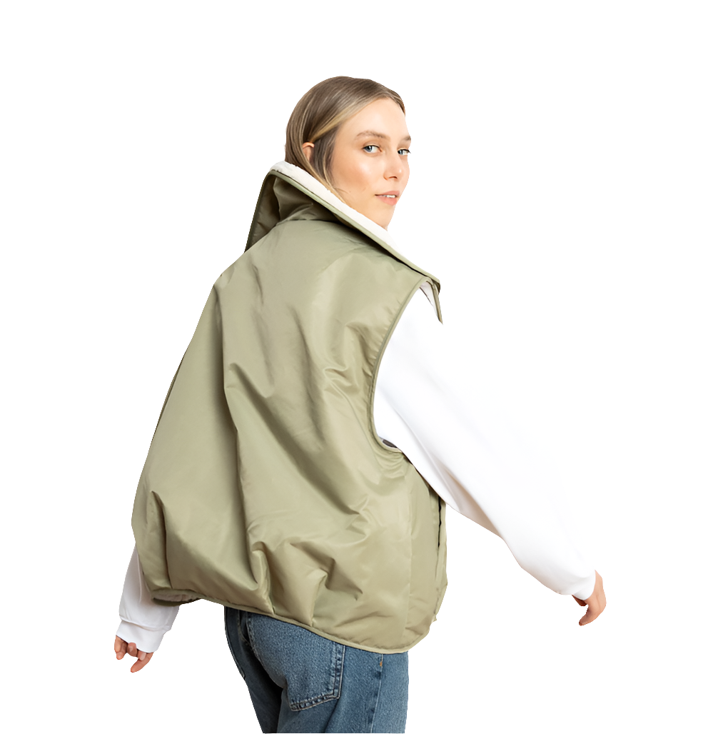 Reversible Bomber Weste | pale oliv/sand