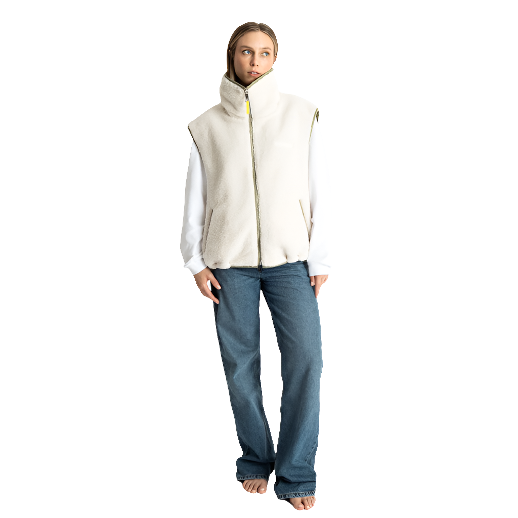 Reversible Bomber Weste | pale oliv/sand