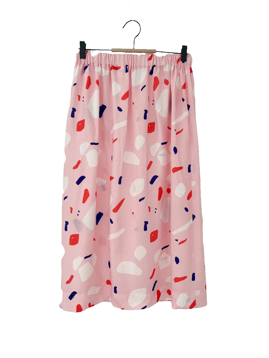 Damen Midi Rock Viskose | Terrazzo rosa