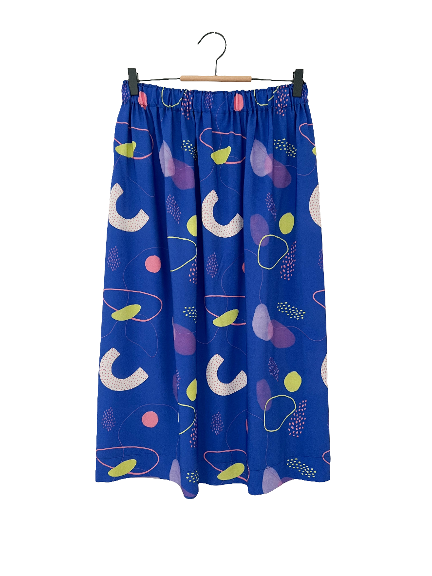Damen Midi Rock Viskose - LOULA | kobalt