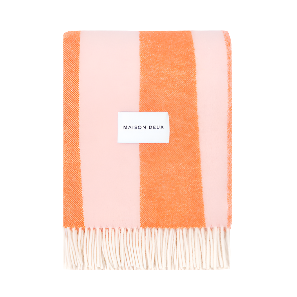 Wolldecke Rough Stripe | Pink/Carrot