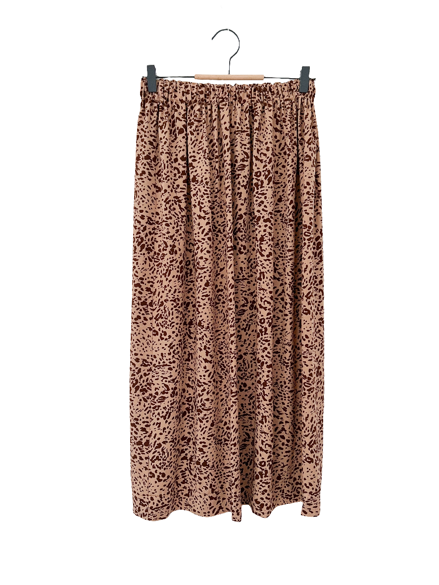 Damen Midi Rock Viskose | Leo Animal Print beige