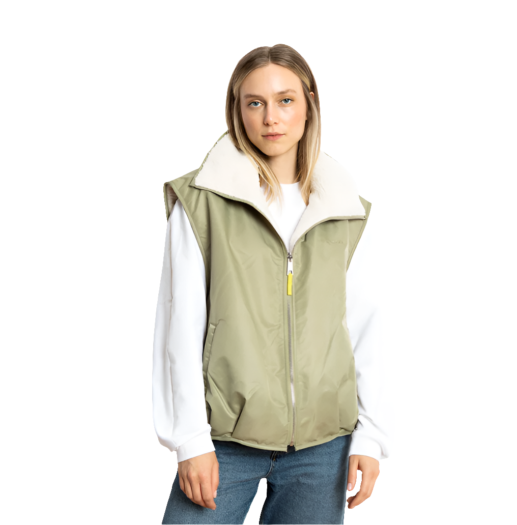 Reversible Bomber Weste | pale oliv/sand