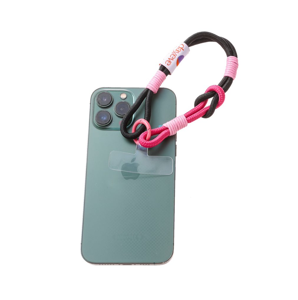 Handykette Short Knot | Schwarz/Pink