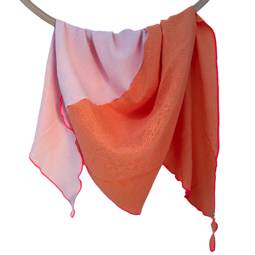 Musselintuch | Orange/Pastellrosa