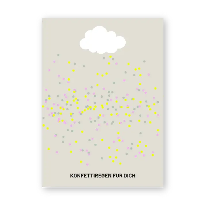 Postkarte aus Holzschliffpappe | KONFETTIREGEN FÜR DICH