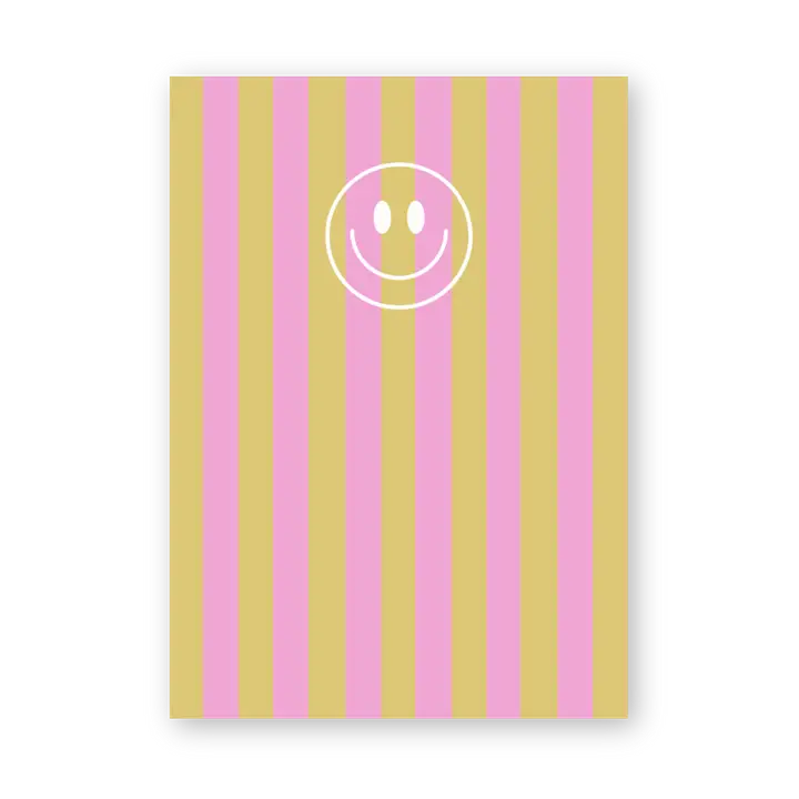 Postkarte aus Holzschliffpappe | Streifen Smiley