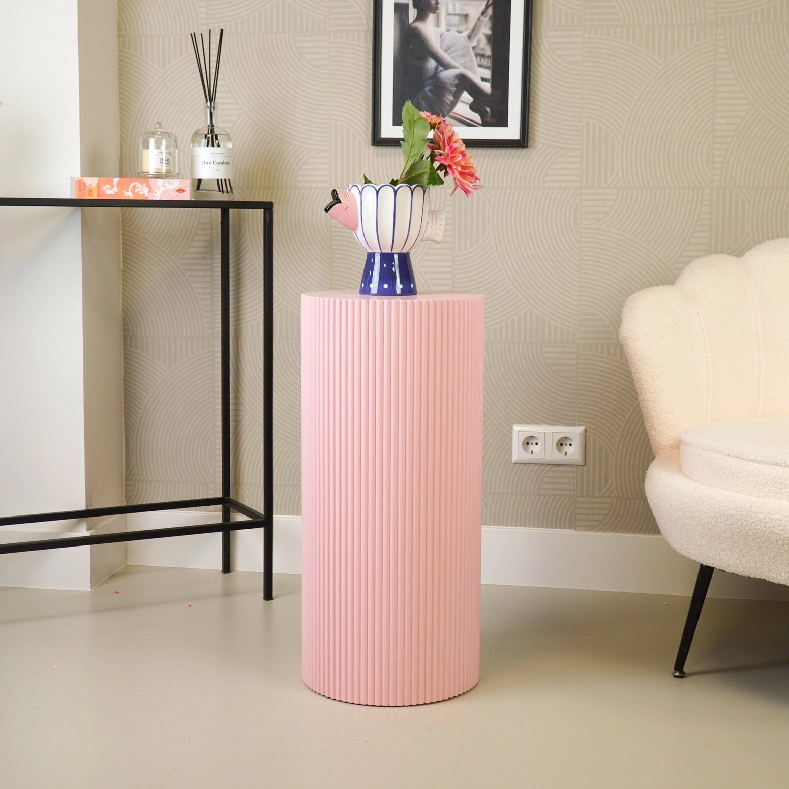 Beistelltisch Pillar Cylinder | Light Pink 30x65cm