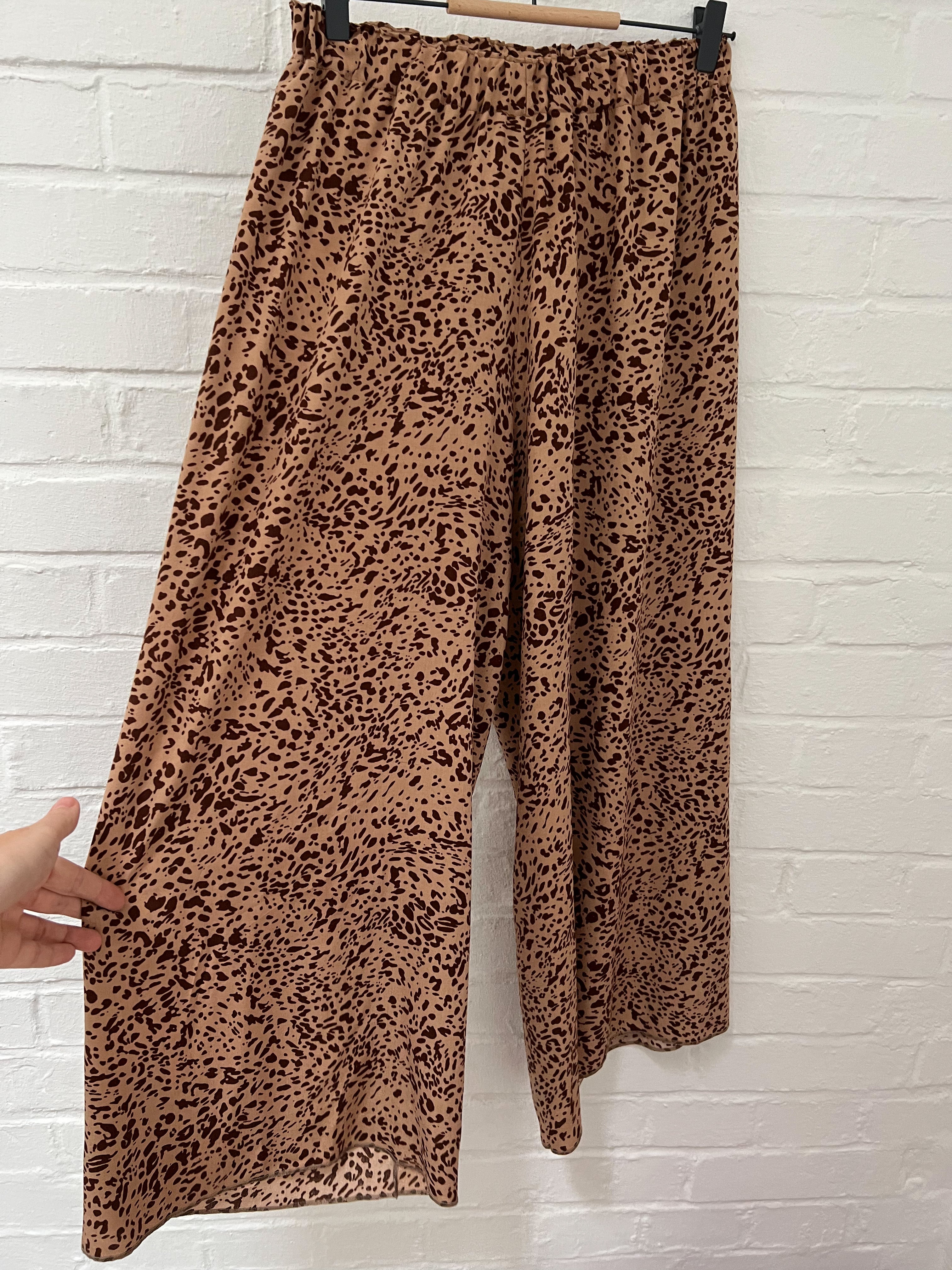 Damen Culotte Hose Viskose - Leo Animal Print | beige