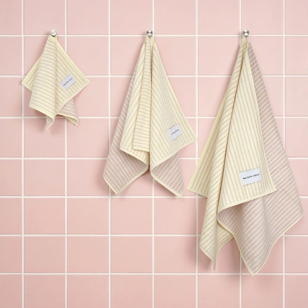 Gästehandtuch Stripes | Rosa & Buttergelb