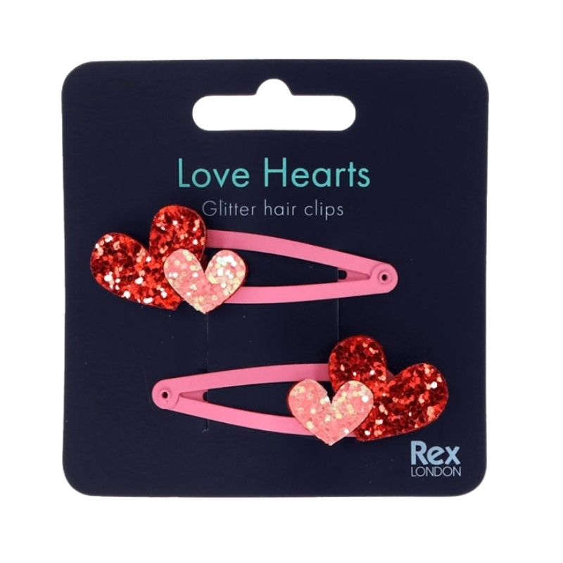 Glitzer-Haarspangen | Love Hearts 2er-Set
