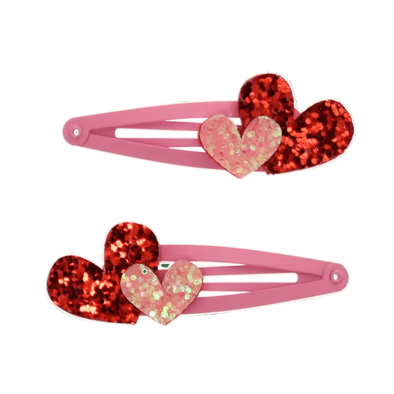 Glitzer-Haarspangen | Love Hearts 2er-Set