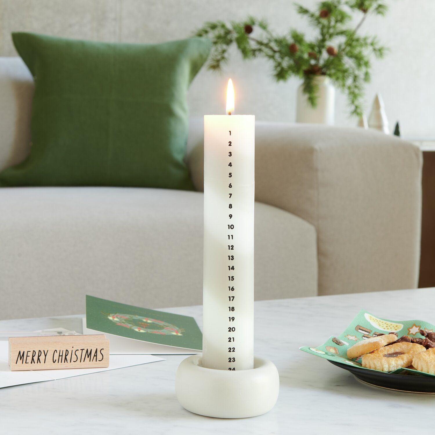 Kerze | Adventskalender gestreift