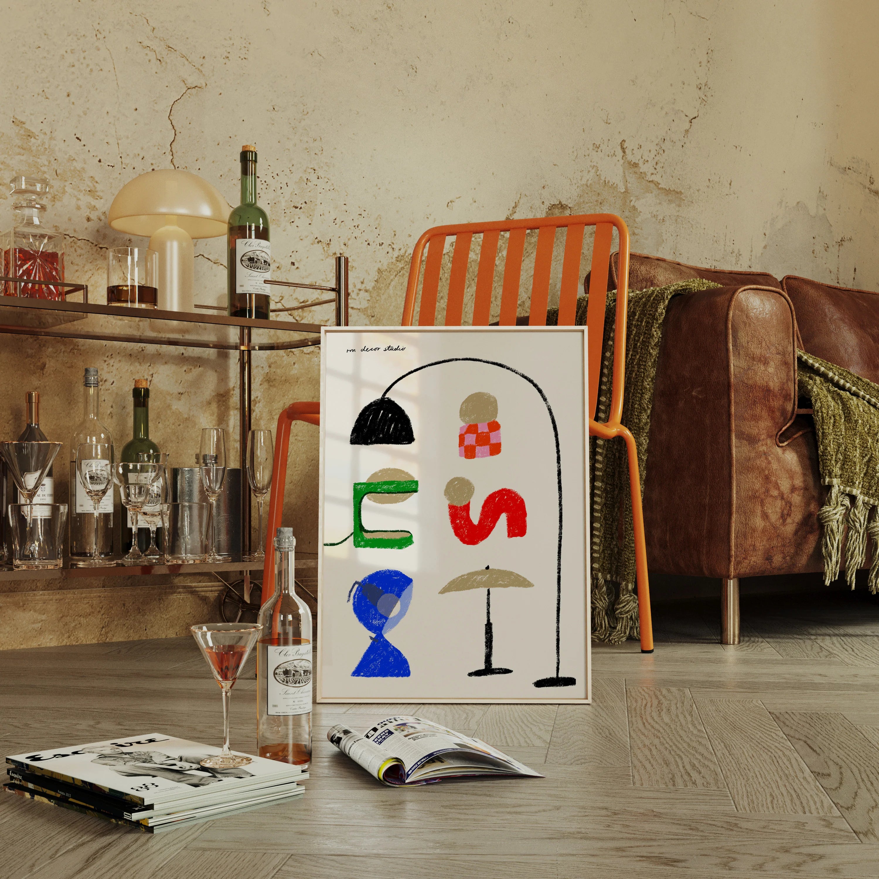 Poster Print A3 | Retro Furniture Lamps 2